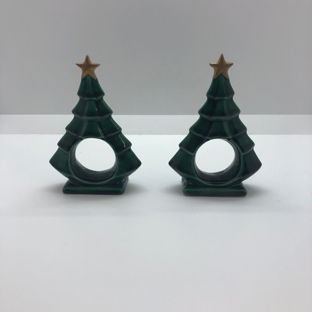 𝅺christmas napkin holders tree set of 2 1978